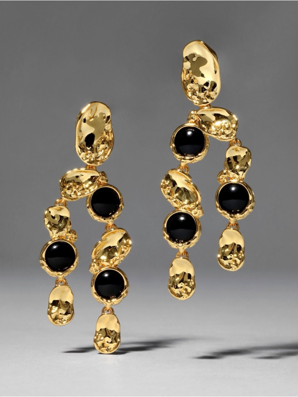Alexis Bittar Brut Onyx Coin Chandelier Earrings